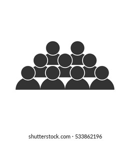 Crowd of people icon flat. Illustration isolated on white background. Vector grey sign symbol