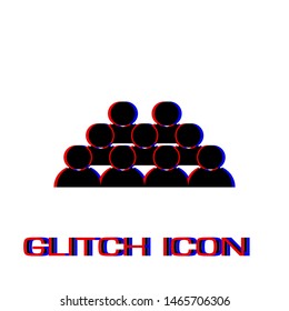 Crowd of people icon flat. Simple pictogram - Glitch effect. Vector illustration symbol