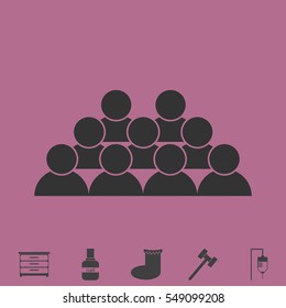 Crowd of people icon flat. Simple vector grey pictogram and bonus symbol