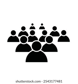 Multidão de pessoas ícone em estilo plano. Ícone Social. Rede do grupo de usuários. Grupo de equipe corporativa Comunicação vetor ilustração design fundo
