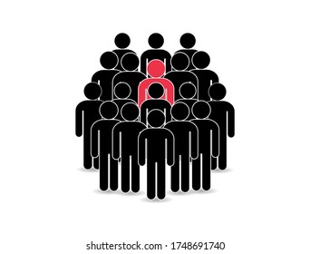 Icono de gente de la multitud. Grupo de personas Piensan diferente. Compañía o persona del equipo.