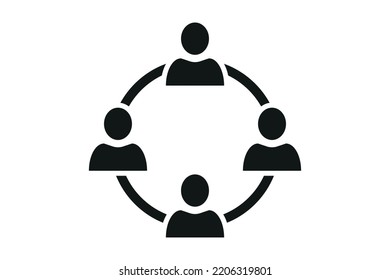 Crowd of people icon. Illustration of crowd of people silhouettes in flat style. Social network connection and global business communication concept. Corporate team, community member icons