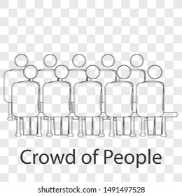 Crowd of people icon on transparency back ground. Line vector illustration for website.