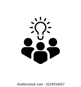 crowd of people icon with thin line bulb. flat simple trend modern smart people meeting logotype graphic design web element isolated on white. concept of aha moment skill or development service