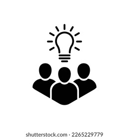 crowd of people icon with thin line bulb. flat simple trend modern smart people meeting logotype graphic design web element isolated on white. concept of aha moment skill or development service