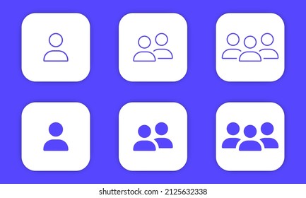 Crowd of People Icons. Human Social Group Outline Pictogram. People Partnership and Leadership Line and Silhouette Icons. Persons Symbol Business Team. Isolated Vector Illustration.