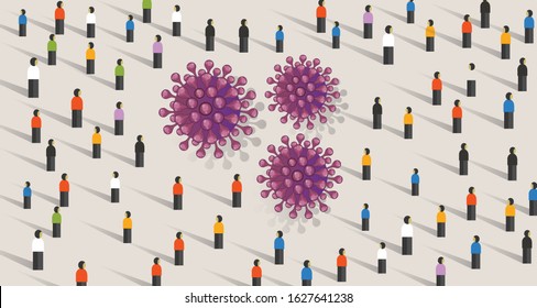 Crowd of people infected around  contagious virus 