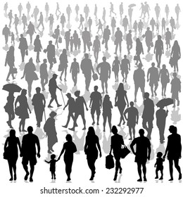 Crowd of people isolated on background. Vector illustration