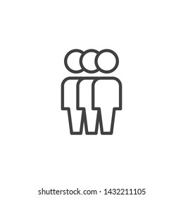 Crowd of people line icon. Three Human silhouette linear style sign for mobile concept and web design. Teamwork group outline vector icon. Symbol, logo illustration. Vector graphics