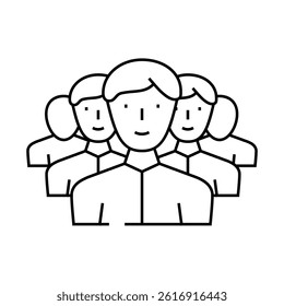 crowd people line icon vector. crowd people sign. isolated contour symbol black illustration