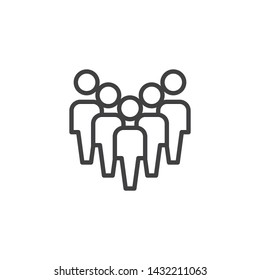 Crowd of people line icon. Work group team linear style sign for mobile concept and web design. Staff Group outline vector icon. Symbol, logo illustration. Vector graphics