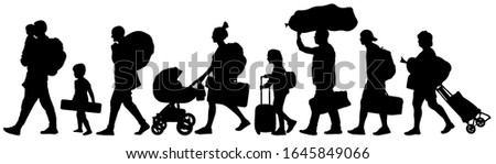 Crowd people migration. Silhouette vector illustration