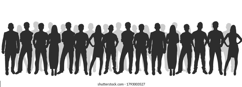 multitud en vector de silueta
