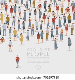 Crowd of People on White Background : Vector Illustration