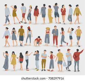 Crowd of People on White Background : Vector Illustration