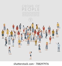 Crowd of People on White Background : Vector Illustration