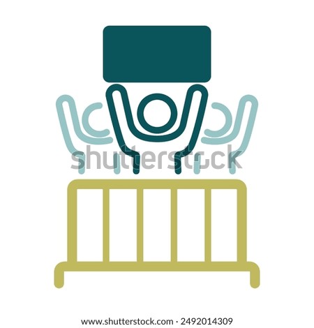 Crowd of people with placard, banners control barrier vector isolated icon. Demonstration, manifestation, protest, strike, revolution.