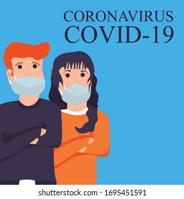 Crowd of people protecting themselves against pandemic epidemic infection. Coronavirus - COVID-19. Group of people wearing medical masks.