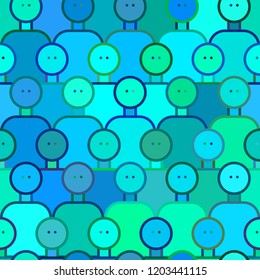 Crowd of people seamless pattern. Abstract people line, vector faces background