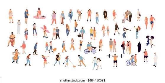 Crowd people set. Flat illustrated people set - Vector