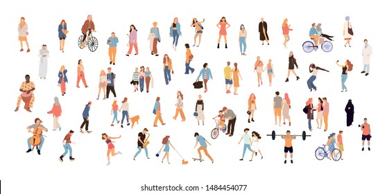 Crowd people set. Flat illustrated people big set - Vector