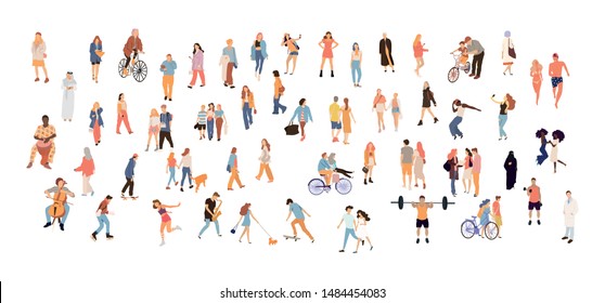 Crowd people set. Flat illustrated people big set - Vector