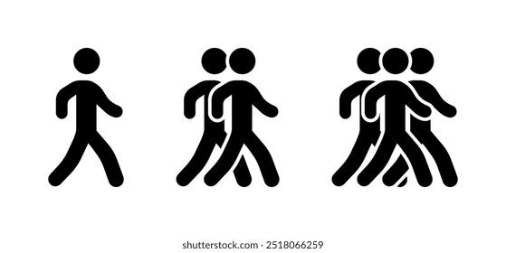 A crowd of people set icons. Silhouette style. Vector icons.