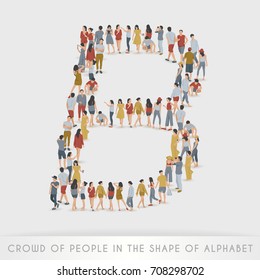 Crowd of People in The Shape of Alphabet " B" : Vector Illustration
