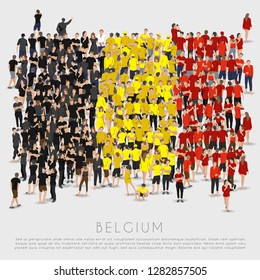 Crowd of people in shape of Belgium flag : Vector Illustration