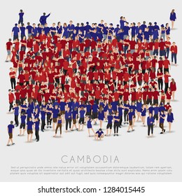 Crowd of people in shape of Cambodia flag : Vector Illustration
