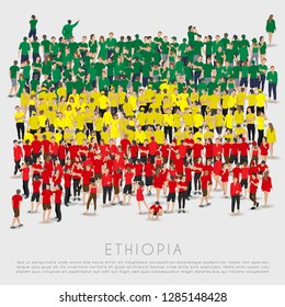 Crowd of people in shape of Ethiopia flag : Vector Illustration