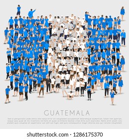 Crowd of people in shape of Guatemala flag : Vector Illustration