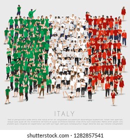 Crowd of people in shape of Italy flag : Vector Illustration
