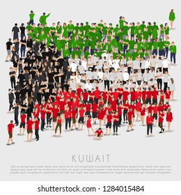 Crowd of people in shape of Kuwait flag : Vector Illustration