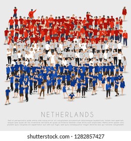 Crowd of people in shape of Netherlands flag : Vector Illustration