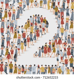 Crowd of People in The Shape of Number 2 : Vector Illustration