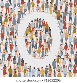 Crowd of People in The Shape of Number 3 : Vector Illustration