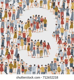 Crowd of People in The Shape of Number 3 : Vector Illustration
