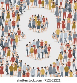 Crowd of People in The Shape of Number 8 : Vector Illustration