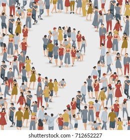 Crowd of People in The Shape of Number 9 : Vector Illustration