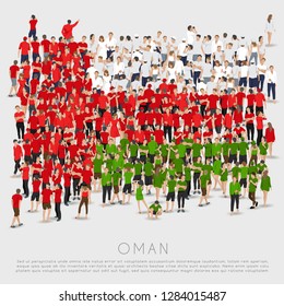 Crowd of people in shape of Oman flag : Vector Illustration