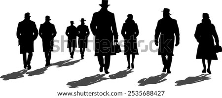 Crowd people silhouette black and white