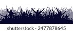 Crowd of people silhouette, cheerful fans people. Big event, concert or sport. Vector illustration