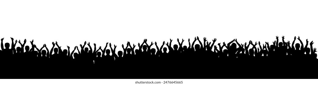 Crowd of people silhouette, cheerful fans people. Big event, concert or sport. Vector illustration