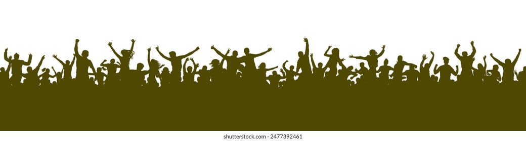 Crowd of people silhouette, cheerful fans people. Big event, concert or sport. Vector illustration