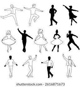 Crowd of people silhouette, cheerful fans people. Big event, concert or sport. Vector illustratio