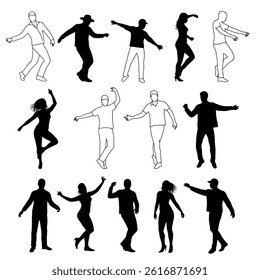 Crowd of people silhouette, cheerful fans people. Big event, concert or sport. Vector illustratio