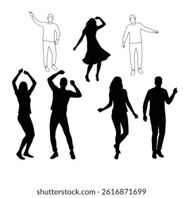 Crowd of people silhouette, cheerful fans people. Big event, concert or sport. Vector illustratio