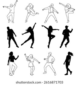 Crowd of people silhouette, cheerful fans people. Big event, concert or sport. Vector illustratio