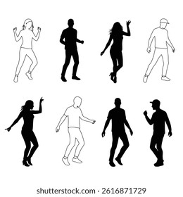 Crowd of people silhouette, cheerful fans people. Big event, concert or sport. Vector illustratio
